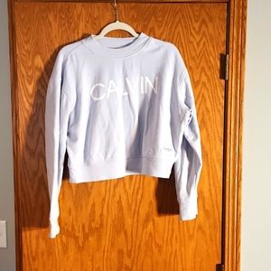 Cropped, Calvin Klein Performance sweatshirt, light blue, size large